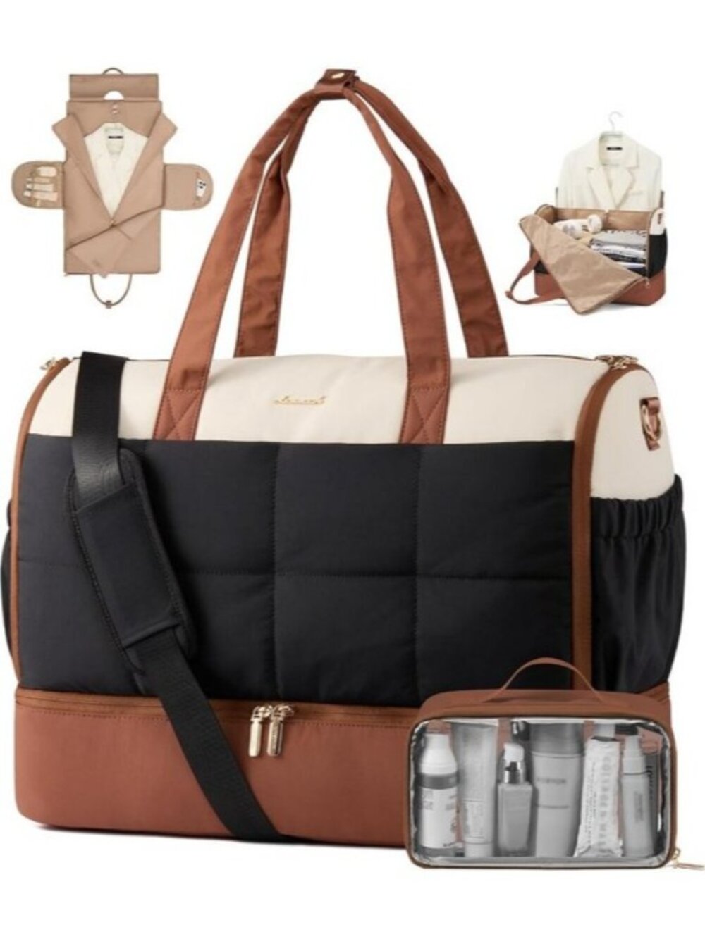 Convertible Garment Bag Travel Duffel Hanging Suit Bag Shoe Compartment 45L